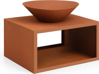 Vente-Unique Brasero de acero Corten con espacio para le&ntilde;a - An.90 x Alt.67,5 x Pr.75 cm - BEZIO