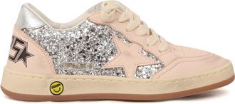 Golden Goose Scarpe da ginnastica Golden Goose Ballstar Glitter Tomaia in nappa Punta Stella e sperone Tacco laminato Argento/Rosa chiaro
