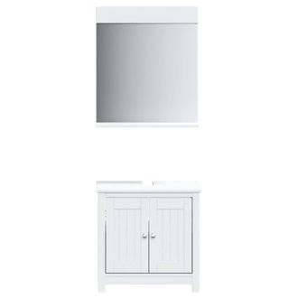 Berkfield Home 2 Piece Bathroom Furniture Set BERG White Solid Wood Pine