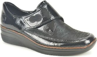Rieker Zwart Lace Velcro DZ - Dames - Sleehakken - Zwart - 37 EU - Schoenen