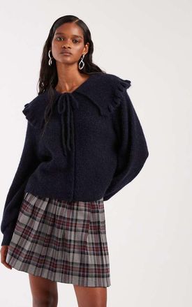 & Other Stories Cardigan in alpaca e lana con colletto oversize con laccetti blu navy