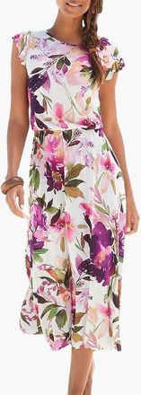 Lascana Womens Flutter Sleeve Dress in White Printed at Nordstrom, Size 10