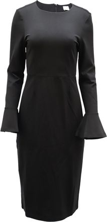 IRIS & INK Helga jersey dress with fluted sleeve; black