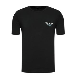 Emporio Armani Stretch Cotton T-Shirt - Logo Striped - Heren - T-shirts - Zwart - S - Katoen - Tops