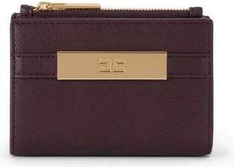Elisabetta Franchi Accessoires, Dames, Rood, ONE Size, Leer, Wallet met Logoplaat