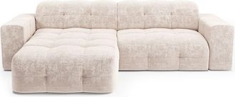 Sia Home Sof&aacute; cama izquierdo 5 plazas terciopelo gofrado crema