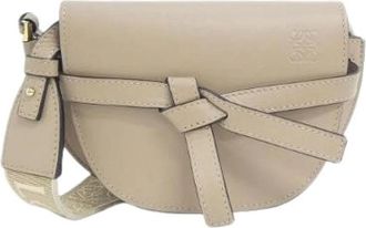 Loewe Pre-owned Gate Dual Mini Calf Shoulder Bag - Dames - Vintage Schoudertas - Beige - ONE Size - Leer - Vintage