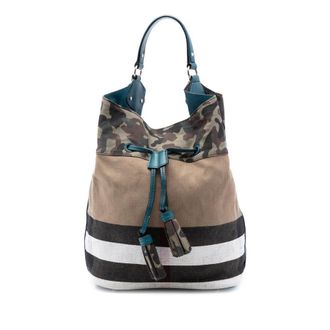 Burberry Pre-owned Burberry Mega Check Canvas Camouflage Susanna Tassel Bucket Bag Ladies KTGZZY2O289QSDYF