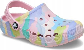OEM Crocs Baya Zueco Estampado De Temporada Para Ni&ntilde;os 209728 C11eu 2829 Rosa P&eacute;talo