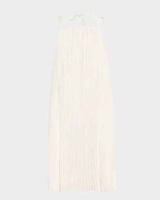 Vince Pleated A-Line Halter Dress with Pockets