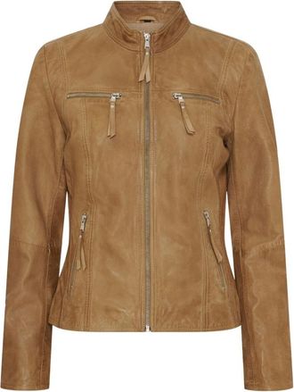 Notyz Giacca Classica in Pelle - - Jackets - Donna - Beige - S