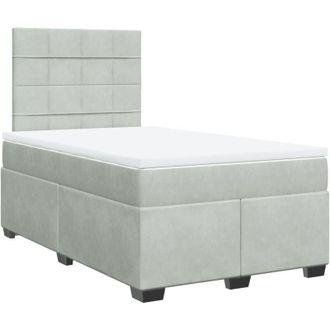 vidaXL Box Spring Bed with Mattress Light Grey 120x200 cm Velvet Vidaxl