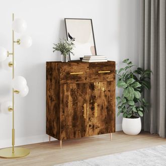 vidaXL Vidaxl - Aparador De Madera De Ingenier&iacute;a Roble Ahumado 69,5x34x90 Cm
