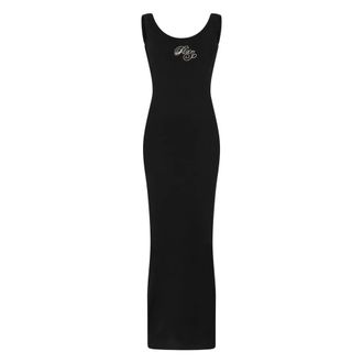 Philipp Plein Maxi Tank Dress Signature - Dames - Avondkleed - Zwart - S - Katoen - Kleedjes