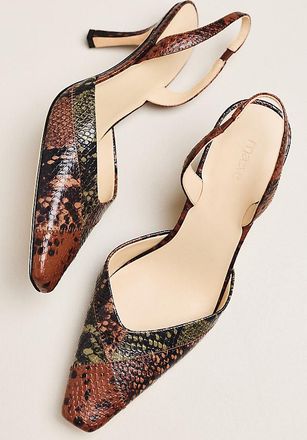 Maeve Square-Toe Slingback Leather Heels