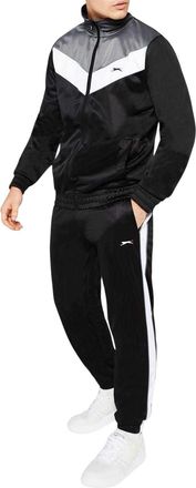 Slazenger Lichtgewicht trainingspak met chevronpatroon voor heren (Zwart/Kool)