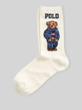 Polo Ralph Lauren Socken mit Polo Bear Stitching in Offwhite, Gr&ouml;&szlig;e 1