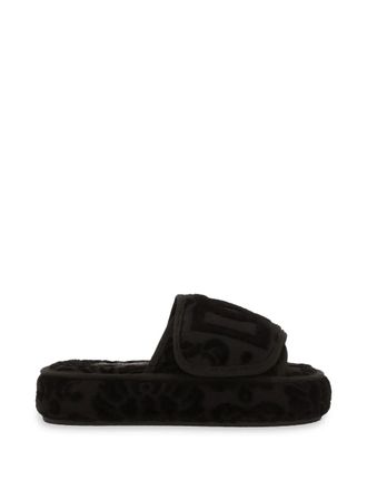 Dolce & Gabbana logo-embroidered slippers - Black