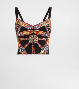 Dolce & Gabbana Carretto-print Charmeuse Top - Woman Shirts And Tops Multicolor 36
