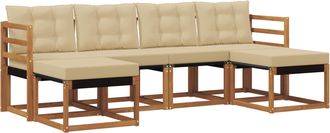 vidaXL Conjunto De Sof&aacute;s De Exterior 6 Uds. Natural Y Beige Vidaxl