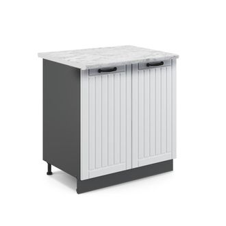 Vicco Armario Bajo Para Fregadero Fame-line, Blanco Casa De Campo, 80 Cm Con Estante, Et M&aacute;rmol Vicco