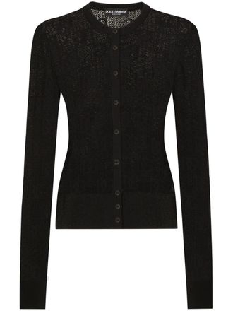 Dolce & Gabbana DNA logo embroidered cardigan - women - Viscose/Polyester - 38 - Black