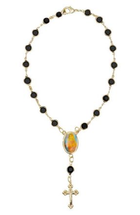 The M Jewelers NY Rosary Anklet in Gold/onyx at Nordstrom