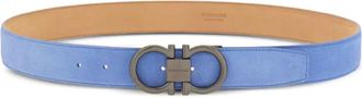 Ferragamo Gancini suede belt - men - Calf Suede - 115 - Blue