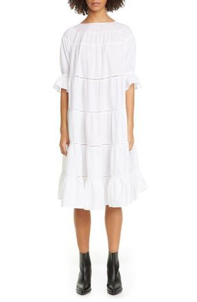 Merlette Paradis Open Tier Cotton Dress in White at Nordstrom, Size X-Large