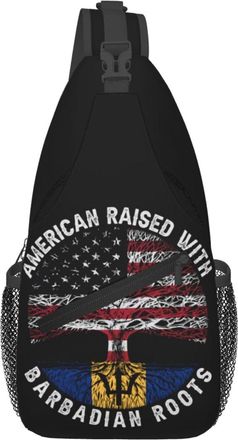 Generic American Raised With Barbadian Roots Cross Body Bag Breathable Shoulder Bag Adjustable Crossbody Bags For Traveling Casual Cycling