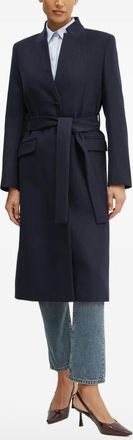 Karl Lagerfeld Cappotto gessato con cintura - Blu