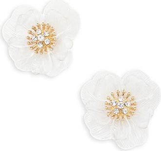 Nordstrom Rack Frosted Flower Stud Earrings in White- Gold at Nordstrom Rack