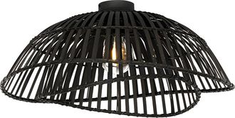 QAZQA Qazqa - Oriental Plaf&oacute;n Oriental De Bamb&uacute; Negro 62 Cm - Pua Bamb&uacute; /acero Redonda Adecuado Para Led Max. 1 X 40 Watt
