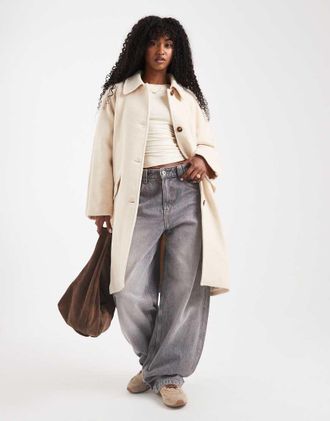 Asos Trench lunghezza media color latticello con fodera trapuntata-Giallo