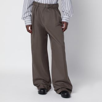 Dries Van Noten Pantaloni ampi color kaki in cotone