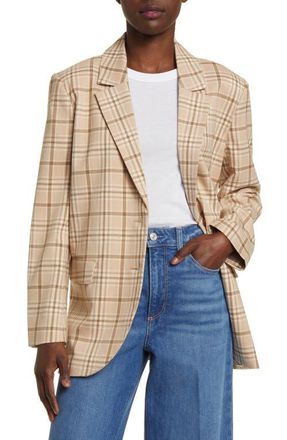 Treasure & Bond Oversize Plaid Blazer in Tan Avery Plaid at Nordstrom, Size X-Small