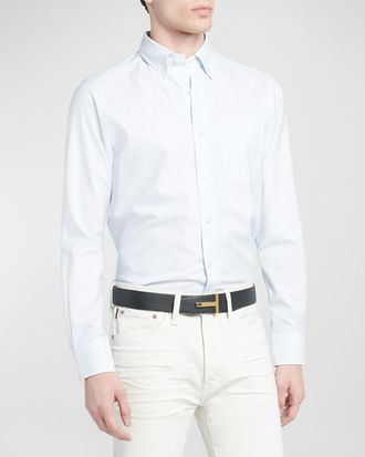 Tom Ford Mens Slim Fit Cotton Pinstripe Sport Shirt