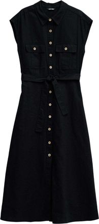 Salsa Midikleid SALSA Salsa Jeans Midikleid Sleeveless Shirt Dress, Damen, Gr. XL, N-Gr, schwarz, Obermaterial: 50% Baumwolle CO. 50% Leinen LI., Kleider Mi