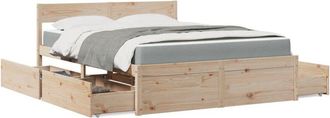 vidaXL Cama Con Cajones Y Colch&oacute;n Madera Maciza De Pino 140x200 Cm Vidaxl