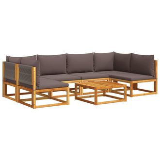 vidaXL Vidaxl - Set Di Divani Da Giardino 7 Pezzi Con Cuscini In Legno Di Acacia E Corda