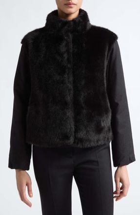 Herno Faux Fur Mixed Media Jacket in 9300 Nero at Nordstrom, Size 44