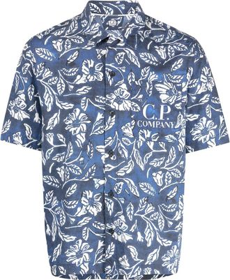 C.P. Company floral-print short-sleeve shirt - men - Cotton - S - Blue