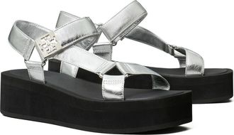 Tory Burch Mellow Platform Sandal in Silver/perfect Black at Nordstrom, Size 9