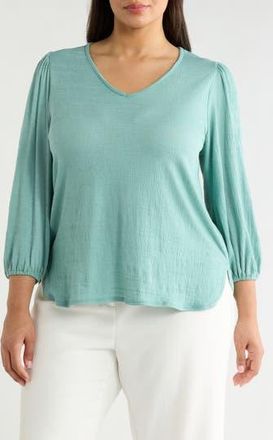 Max Studio V-Neck Balloon Sleeve Top in Laguna-Laguna at Nordstrom Rack, Size 2 X