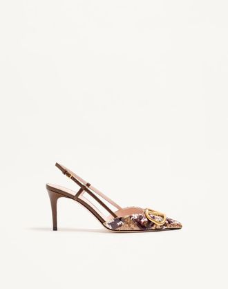 Valentino Garavani D&eacute;collet&eacute; Slingback VLogo Signature Con Ricamo Animalier 80Mm Donna MARRONE/MULTICOLOR 35.5