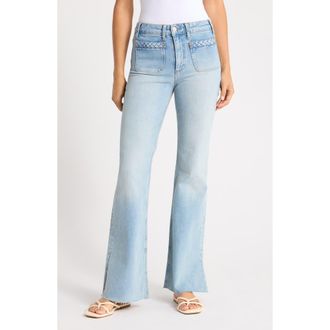 Paige Sofia High Waist Patch Pocket Slit Seam Raw Hem Jeans in Montebello at Nordstrom, Size 32