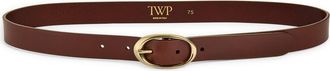 TWP Narrow Leather Belt in Bourbon/ant Light Gold at Nordstrom, Size 65