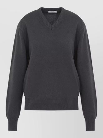 Christophe Lemaire cashmere ribbed v-neck relaxed-fit sweater