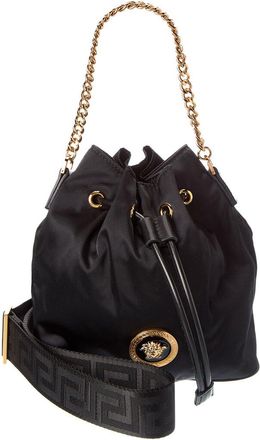 Versace Dahlia Small Nylon & Leather Bucket Bag