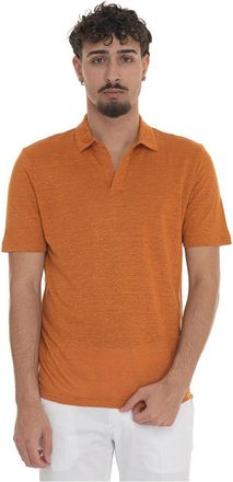 Gran Sasso Lichte Linnen Polo Shirt met Slub Textuur - Heren - Polos - Oranje - L - Linnen - Tops